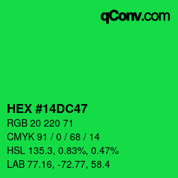Color code: HEX #14DC47 | qconv.com