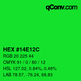 Color code: HEX #14E12C | qconv.com