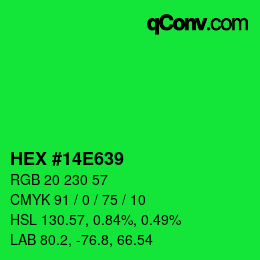 Color code: HEX #14E639 | qconv.com