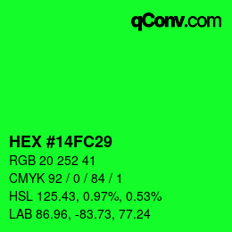 Color code: HEX #14FC29 | qconv.com