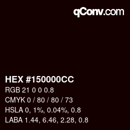 Color code: HEX #150000CC | qconv.com