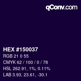カラーコード: HEX #150037 | qconv.com