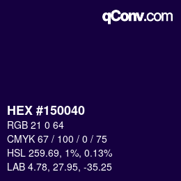 Color code: HEX #150040 | qconv.com