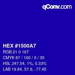 Color code: HEX #1500A7 | qconv.com