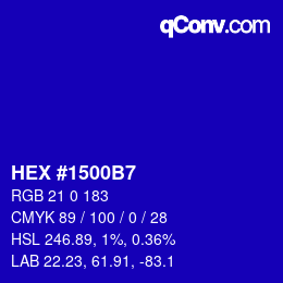颜色代码: HEX #1500B7 | qconv.com