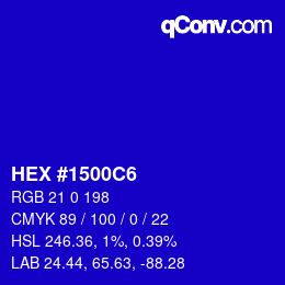 Color code: HEX #1500C6 | qconv.com