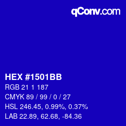 カラーコード: HEX #1501BB | qconv.com