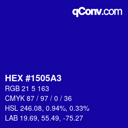 Farbcode: HEX #1505A3 | qconv.com