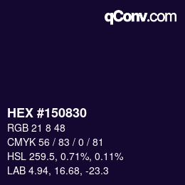 Código de color: HEX #150830 | qconv.com