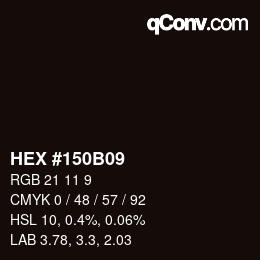 Farbcode: HEX #150B09 | qconv.com