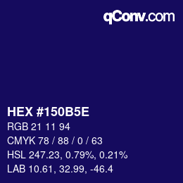 カラーコード: HEX #150B5E | qconv.com