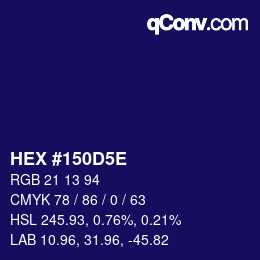 Color code: HEX #150D5E | qconv.com
