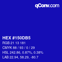 Color code: HEX #150DB5 | qconv.com
