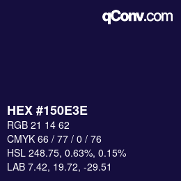 Color code: HEX #150E3E | qconv.com