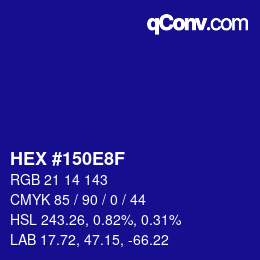 Color code: HEX #150E8F | qconv.com
