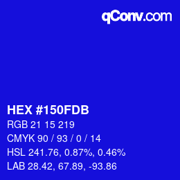 カラーコード: HEX #150FDB | qconv.com