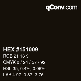 Farbcode: HEX #151009 | qconv.com