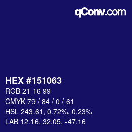 Farbcode: HEX #151063 | qconv.com