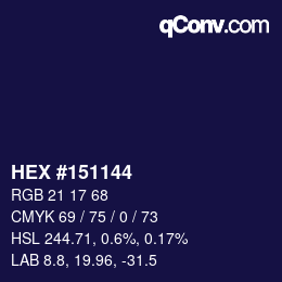 カラーコード: HEX #151144 | qconv.com