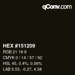 Farbcode: HEX #151209 | qconv.com