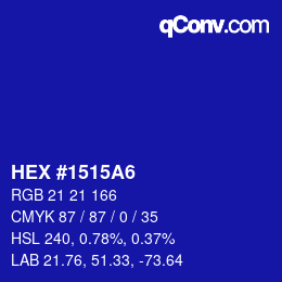 Color code: HEX #1515A6 | qconv.com