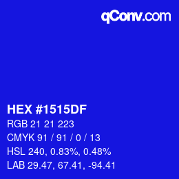 Color code: HEX #1515DF | qconv.com