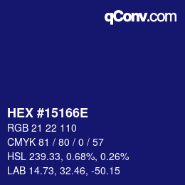 Color code: HEX #15166E | qconv.com