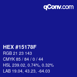 颜色代码: HEX #15178F | qconv.com