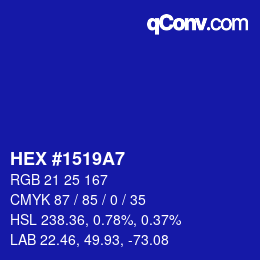 カラーコード: HEX #1519A7 | qconv.com
