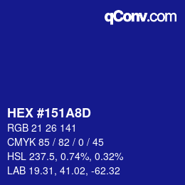 カラーコード: HEX #151A8D | qconv.com