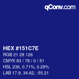 Color code: HEX #151C7E | qconv.com