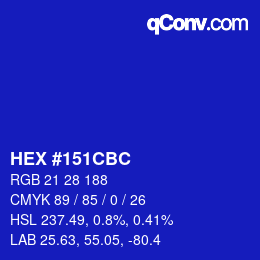Color code: HEX #151CBC | qconv.com
