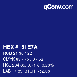 Color code: HEX #151E7A | qconv.com
