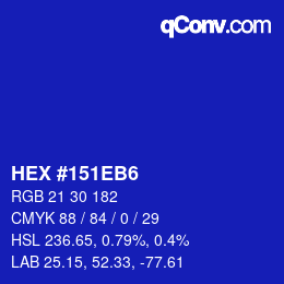 Color code: HEX #151EB6 | qconv.com