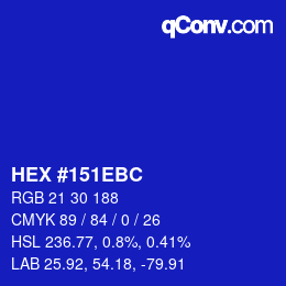 颜色代码: HEX #151EBC | qconv.com