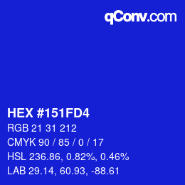 Color code: HEX #151FD4 | qconv.com