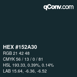 カラーコード: HEX #152A30 | qconv.com