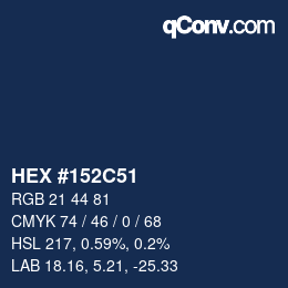 Farbcode: HEX #152C51 | qconv.com