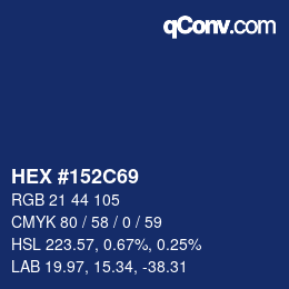 カラーコード: HEX #152C69 | qconv.com