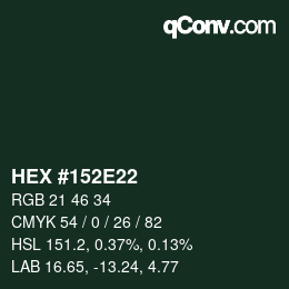 Color code: HEX #152E22 | qconv.com