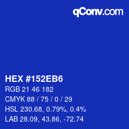 カラーコード: HEX #152EB6 | qconv.com