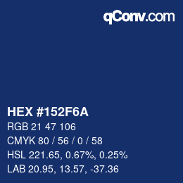 Farbcode: HEX #152F6A | qconv.com