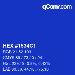 カラーコード: HEX #1534C1 | qconv.com