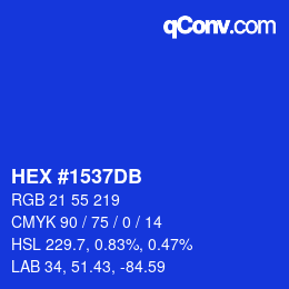 Color code: HEX #1537DB | qconv.com