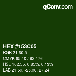 颜色代码: HEX #153C05 | qconv.com