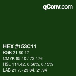 颜色代码: HEX #153C11 | qconv.com