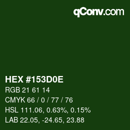 Color code: HEX #153D0E | qconv.com