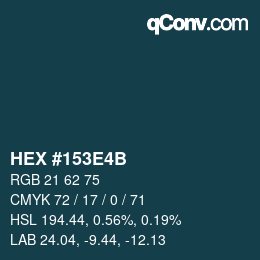 Color code: HEX #153E4B | qconv.com