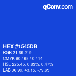 Farbcode: HEX #1545DB | qconv.com