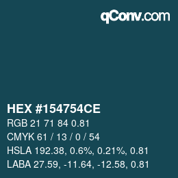Farbcode: HEX #154754CE | qconv.com